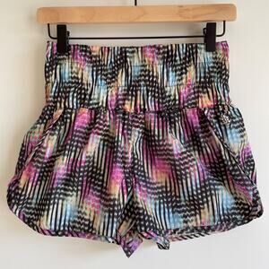 Free People FP Movement The Way Home Smocked High Waist Workout Shorts Size S‎